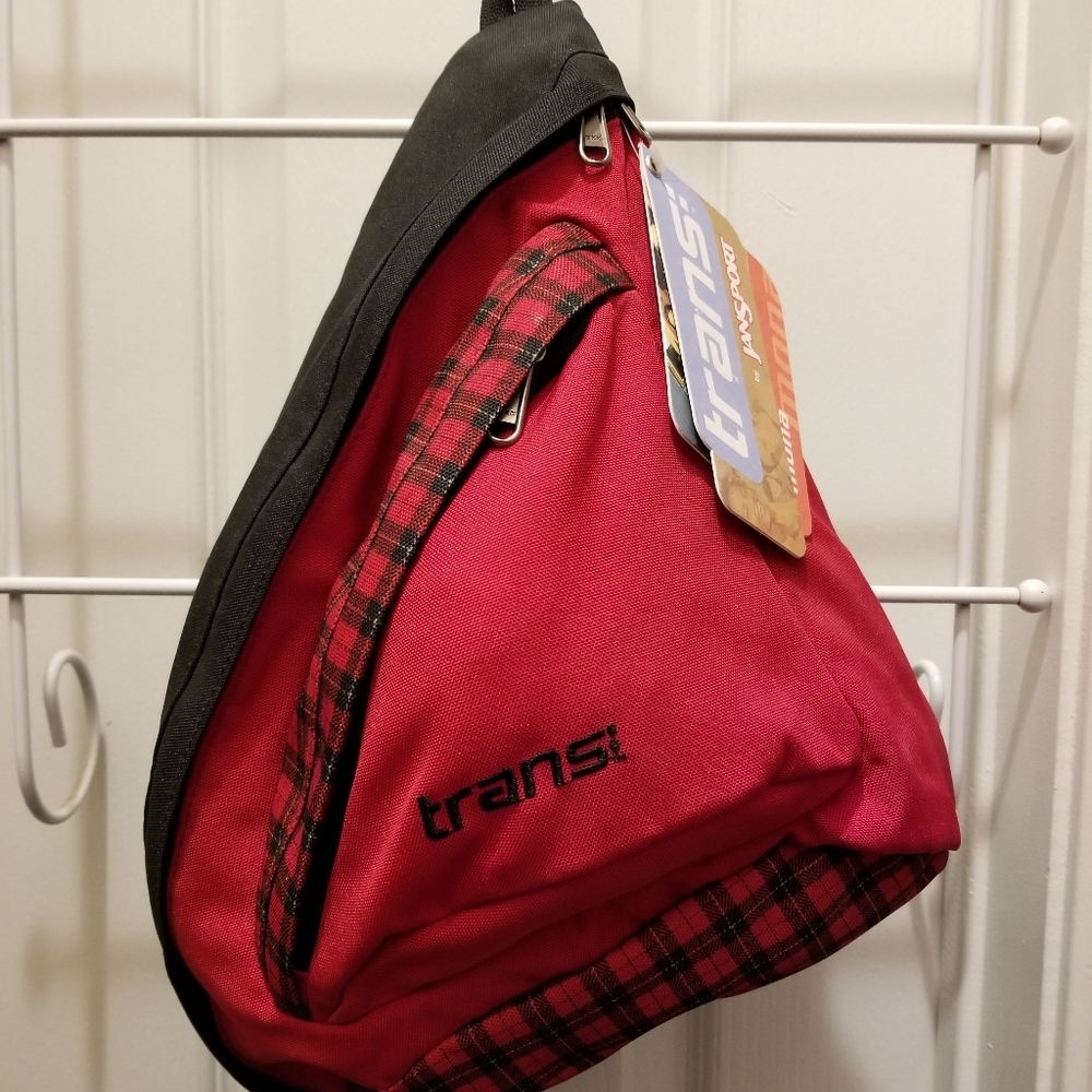 Jansport Asymmetrical Red Plaid Mini Backpack